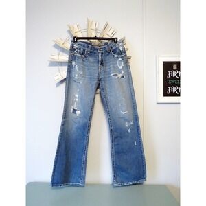 BKE (Buckle) Tyler Jeans Distressed Medium‎ Wash Wide Leg Size 32 x 34